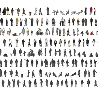 现代2D平面背景人物